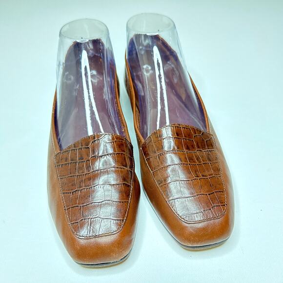 Classic ENZO ANGIOLINI Liberty Brown Croc‎ Leather Ballet Ballerina Flats SZ 8.5 - Picture 3 of 10